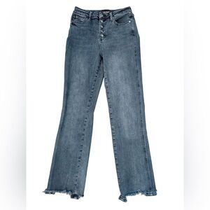 Women's Judy Blue high waisted - straight leg, frayed hem Jeans - 7/28